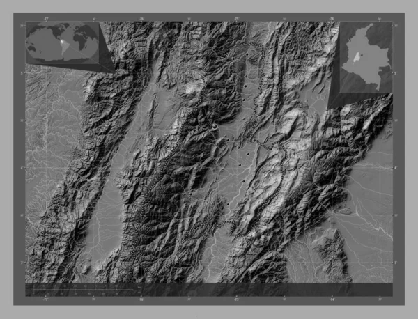 Τόλιμα Τμήμα Κολομβίας Bilevel Υψομετρικός Χάρτης Λίμνες Και Ποτάμια Τοποθεσίες — Φωτογραφία Αρχείου