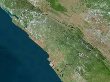 Kouilou, Kongo Cumhuriyeti bölgesi. Yüksek çözünürlüklü uydu haritası