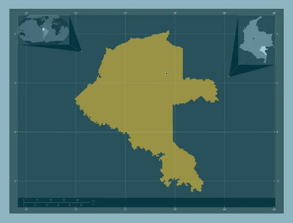 Vaupes Comisario Colombia Forma Color Sólido Mapas Ubicación Auxiliares Esquina —  Fotos de Stock