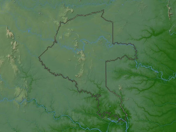 Vaupes Kolombiya Komiseri Gölleri Nehirleri Olan Renkli Yükseklik Haritası — Stok fotoğraf