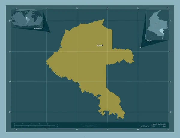 Vaupes Beauftragter Kolumbiens Einfarbige Form Orte Und Namen Der Wichtigsten — Stockfoto