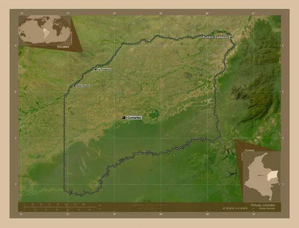 Вішада Комісар Колумбії Супутникова Карта Низькою Роздільною Здатністю Місця Розташування — стокове фото