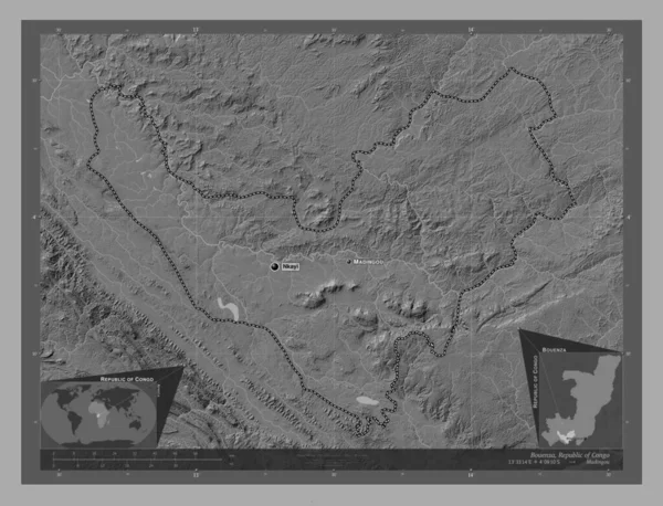 Bouenza Región República Del Congo Mapa Elevación Bilevel Con Lagos —  Fotos de Stock