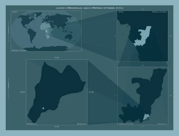 Браззавіль Регіон Республіки Конго Діаграма Показує Розташування Регіону Мапах Великого — стокове фото