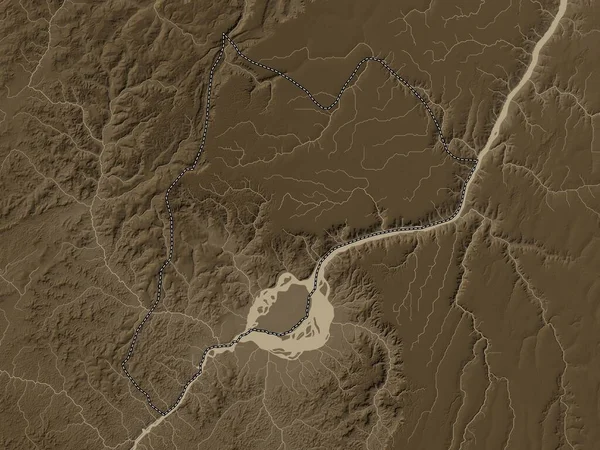 Браззавиль Область Республики Конго Карта Высот Окрашенная Сепиевые Тона Озерами — стоковое фото