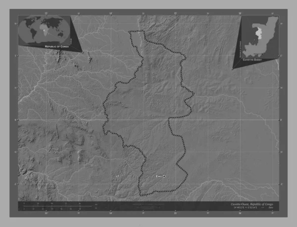 Cuvette Ouest Región República Del Congo Mapa Elevación Bilevel Con —  Fotos de Stock