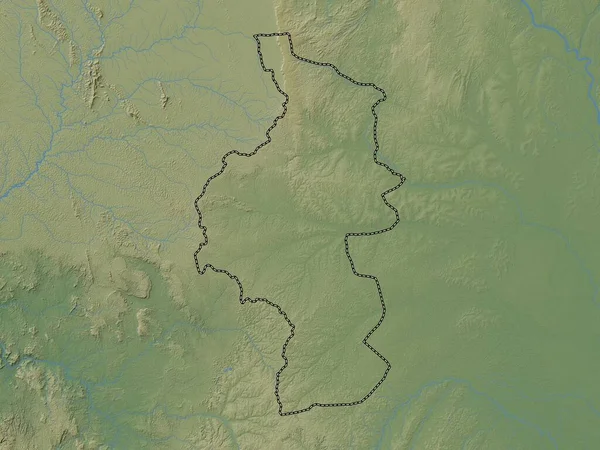 Cuvette Ouest Región República Del Congo Mapa Elevación Colores Con —  Fotos de Stock