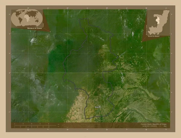 Cuvette Ouest Regione Repubblica Del Congo Mappa Satellitare Bassa Risoluzione — Foto Stock
