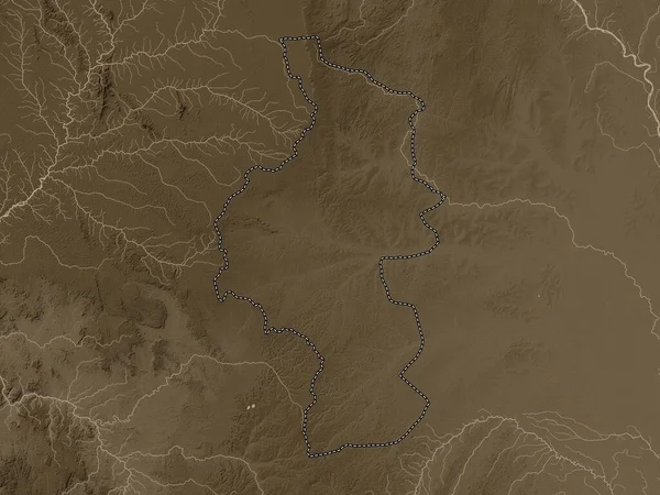Кювет Уэст Регион Республики Конго Карта Высот Окрашенная Сепиевые Тона — стоковое фото