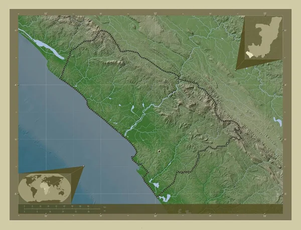 Койлу Область Республики Конго Карта Высоты Окрашенная Вики Стиле Озерами — стоковое фото