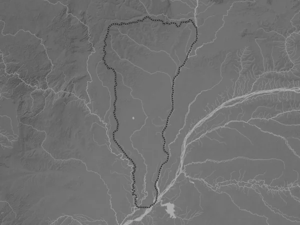 Ликуала Область Республики Конго Карта Высот Оттенках Серого Озерами Реками — стоковое фото