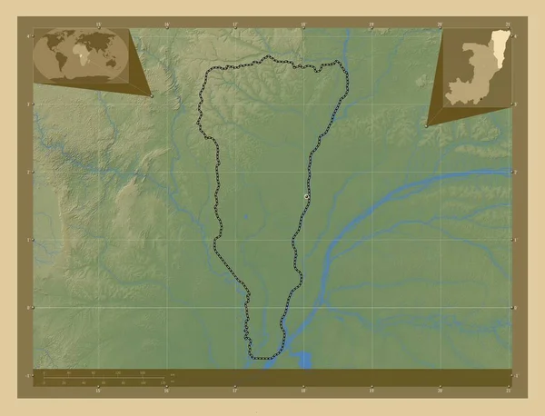 Ликуала Область Республики Конго Цветная Карта Высоты Озерами Реками Вспомогательные — стоковое фото