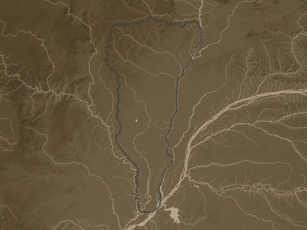 Ликуала Область Республики Конго Карта Высот Окрашенная Сепиевые Тона Озерами — стоковое фото