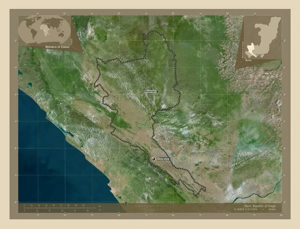 Niari Oblast Konžské Republiky Satelitní Mapa Vysokým Rozlišením Umístění Názvy — Stock fotografie
