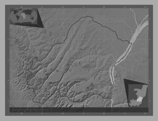 Plateaux Region Konžská Republika Mapa Nadmořské Výšky Jezery Řekami Pomocné — Stock fotografie