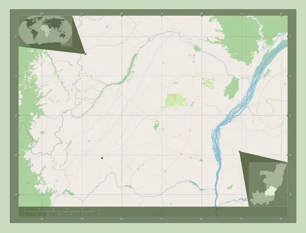 Плато Регион Республики Конго Карта Улиц Вспомогательные Карты Расположения Углов — стоковое фото