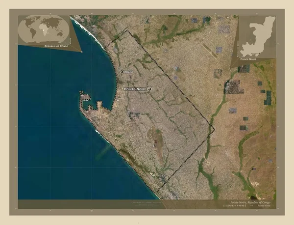 Pointe Noire Region Republiki Konga Mapa Satelity Wysokiej Rozdzielczości Lokalizacje — Zdjęcie stockowe