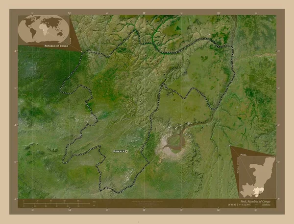 Pool Região República Congo Mapa Satélite Baixa Resolução Locais Nomes — Fotografia de Stock