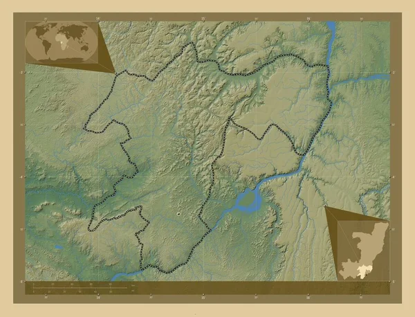 Bazén Oblast Konžské Republiky Barevná Mapa Jezery Řekami Umístění Velkých — Stock fotografie