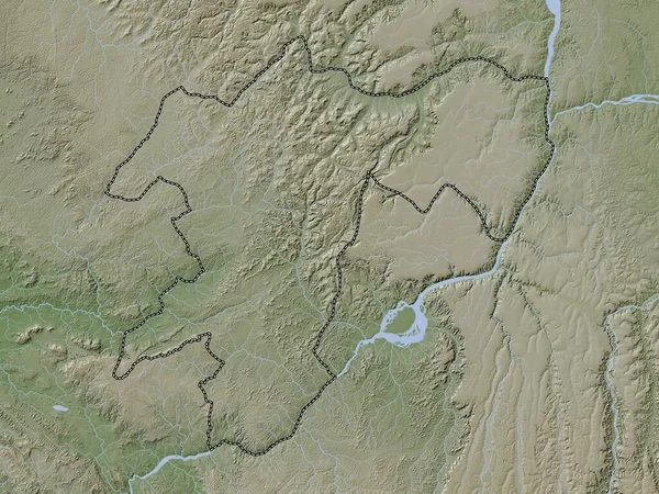 刚果共和国地区 带有湖泊和河流的Wiki风格的高程图 — 图库照片