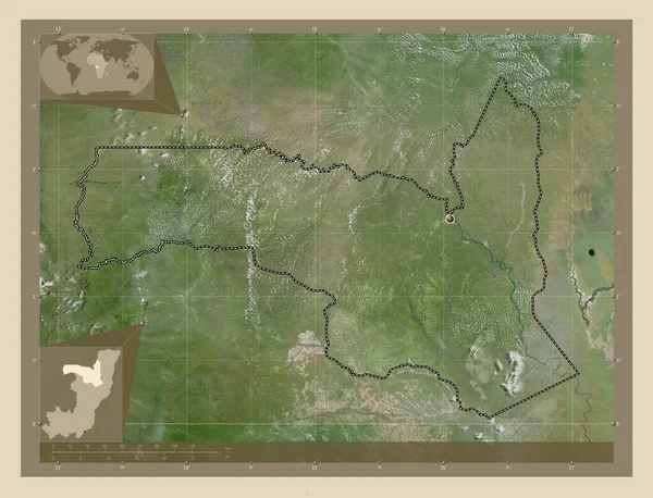 Sangha Region Republic Congo High Resolution Satellite Map Corner Auxiliary — Stock Photo, Image
