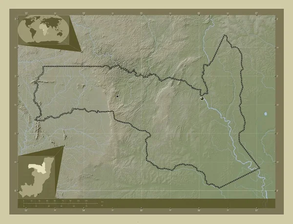 Sangha Περιφέρεια Της Δημοκρατίας Του Κονγκό Υψόμετρο Χάρτη Χρωματισμένο Στυλ — Φωτογραφία Αρχείου