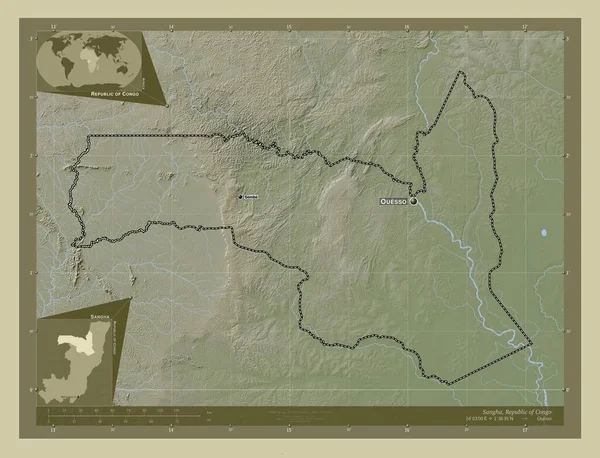Sangha Oblast Konžské Republiky Zdvihová Mapa Zbarvená Stylu Wiki Jezery — Stock fotografie