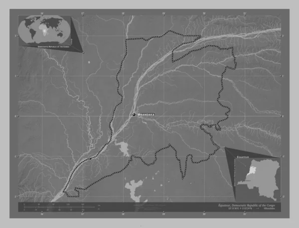 Equateur Provincie Van Democratische Republiek Congo Grayscale Hoogte Kaart Met — Stockfoto