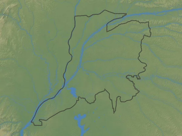 赤道省 带有湖泊和河流的彩色高程图 — 图库照片