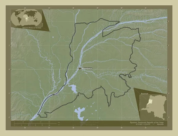 Equateur Provincia Della Repubblica Democratica Del Congo Mappa Elevazione Colorata — Foto Stock