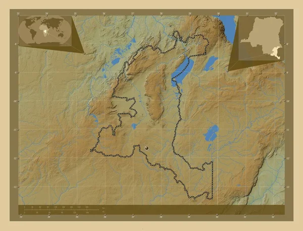 Haut Katanga Province Democratic Republic Congo Colored Elevation Map Lakes — Stock Photo, Image