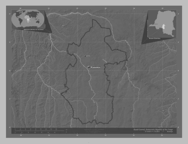 Kasaï Central Province République Démocratique Congo Carte Altitude Niveaux Gris — Photo