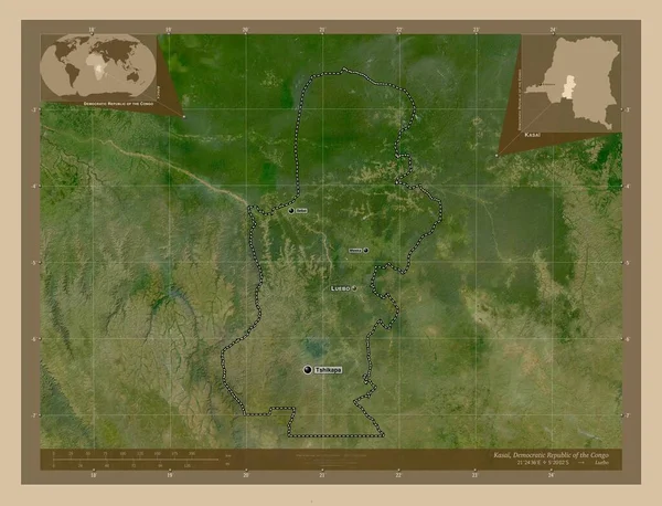 Kasai Província República Democrática Congo Mapa Satélite Baixa Resolução Locais — Fotografia de Stock