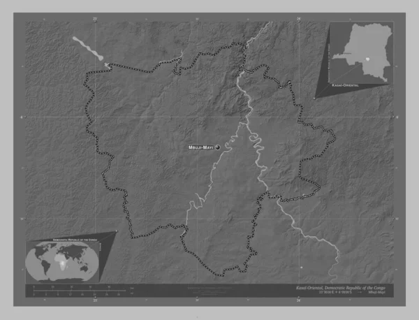 Касаї Схід Провінція Демократичної Республіки Конго Граймасштабна Мапа Висот Озерами — стокове фото