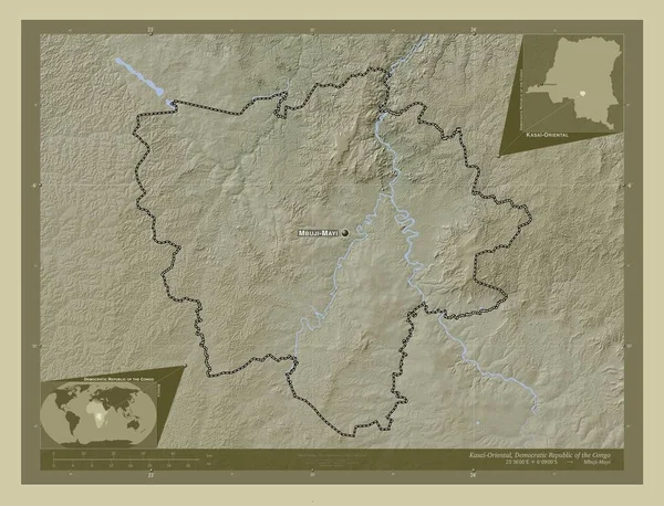 Kasai Oriental Província República Democrática Congo Mapa Elevação Colorido Estilo — Fotografia de Stock