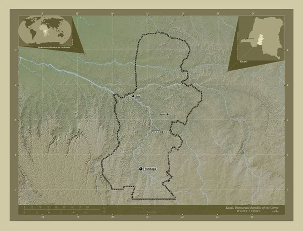 Kasai Provincia República Democrática Del Congo Mapa Elevación Coloreado Estilo —  Fotos de Stock