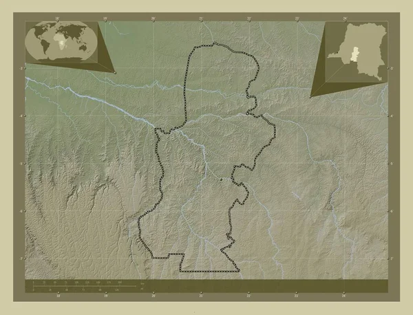 Kasai Província República Democrática Congo Mapa Elevação Colorido Estilo Wiki — Fotografia de Stock