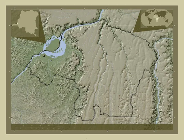 Kinshasa Province Democratic Republic Congo Elevation Map Colored Wiki Style — Stock Photo, Image