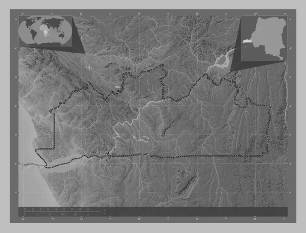 Конго Центральна Провінція Демократичної Республіки Конго Граймасштабна Мапа Висот Озерами — стокове фото