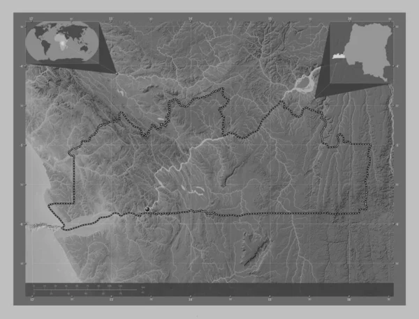 Конго Центральный Провинция Демократическая Республика Конго Карта Высот Оттенках Серого — стоковое фото