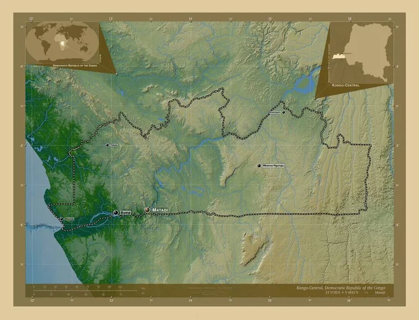 Kongo Zentralkongo Provinz Der Demokratischen Republik Kongo Farbige Übersichtskarte Mit — Stockfoto