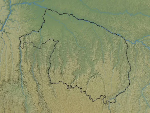 Kwilu Prowincja Demokratycznej Republiki Konga Kolorowa Mapa Wzniesień Jeziorami Rzekami — Zdjęcie stockowe