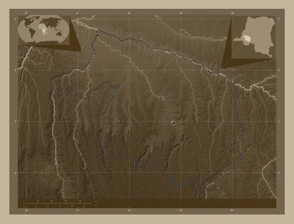 Квилу Провинция Демократической Республики Конго Карта Высоты Окрашенная Сепиевые Тона — стоковое фото
