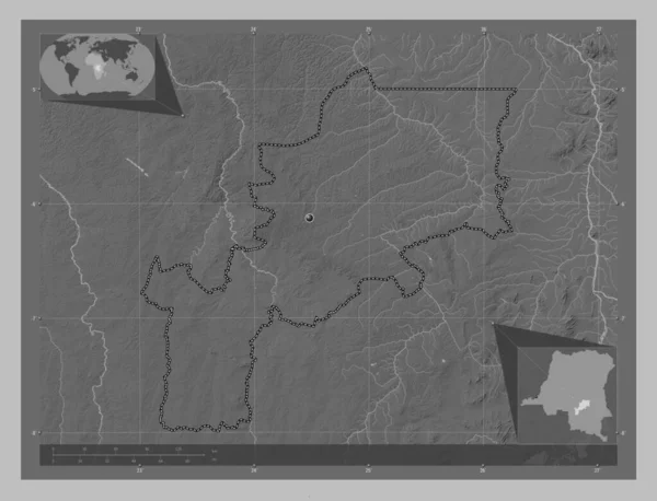 Lomami Provincie Van Democratische Republiek Congo Grayscale Hoogte Kaart Met — Stockfoto