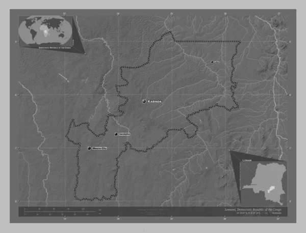 Lomami Província República Democrática Congo Mapa Elevação Escala Cinza Com — Fotografia de Stock