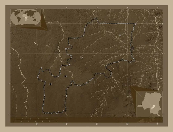 Lomami Provincia República Democrática Del Congo Mapa Elevación Coloreado Tonos — Foto de Stock