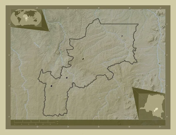 Lomami Prowincja Demokratycznej Republiki Konga Mapa Wzniesień Kolorowa Stylu Wiki — Zdjęcie stockowe