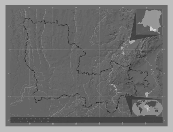 Lualaba Province République Démocratique Congo Carte Altitude Niveaux Gris Avec — Photo