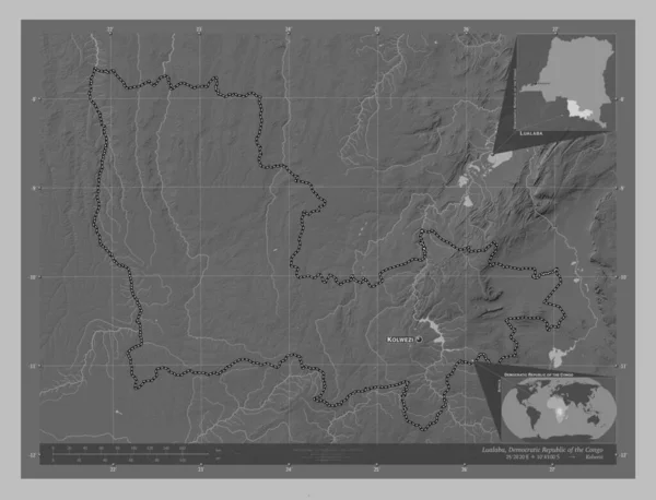 Lualaba Province République Démocratique Congo Carte Altitude Niveaux Gris Avec — Photo