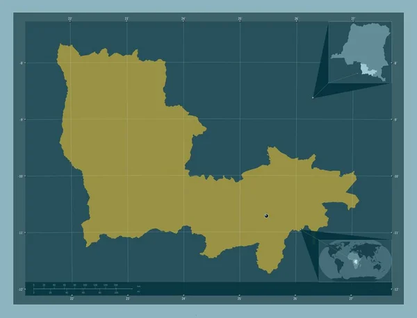 Lualaba Província República Democrática Congo Forma Cor Sólida Mapa Localização — Fotografia de Stock